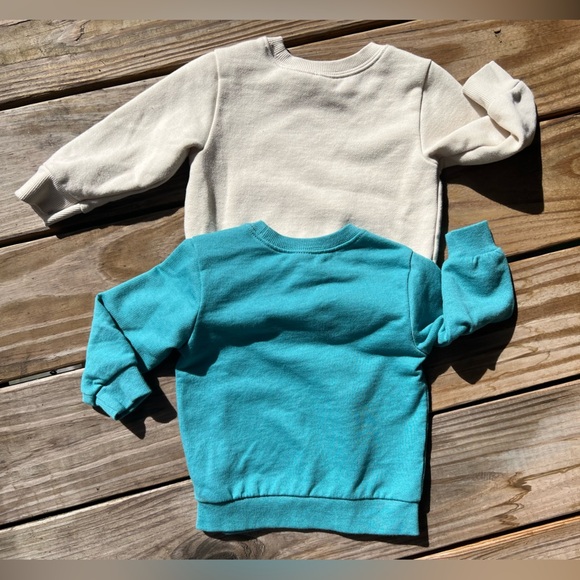 2 Carter's Blue Dinosaur and Cream Construction 12M Sweatshirts - Baby Toddler - Picture 4 of 5